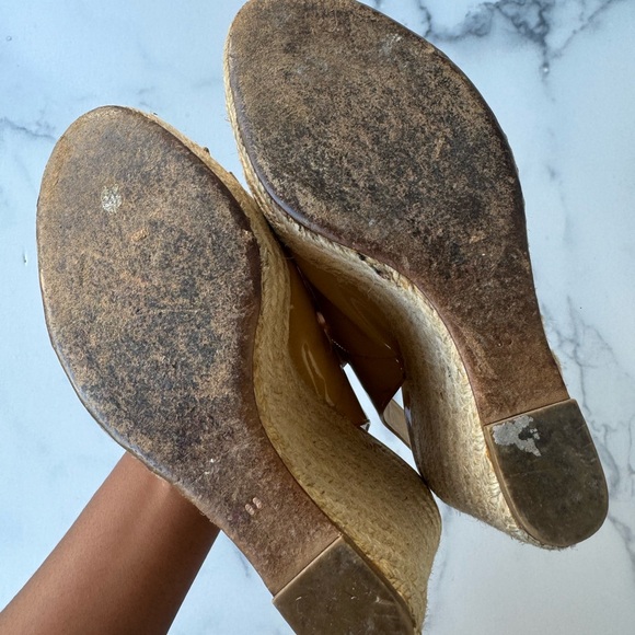 Christian Dior Yellow Patent Leather Bow Accents Espadrilles Size 39 - Picture 2 of 6